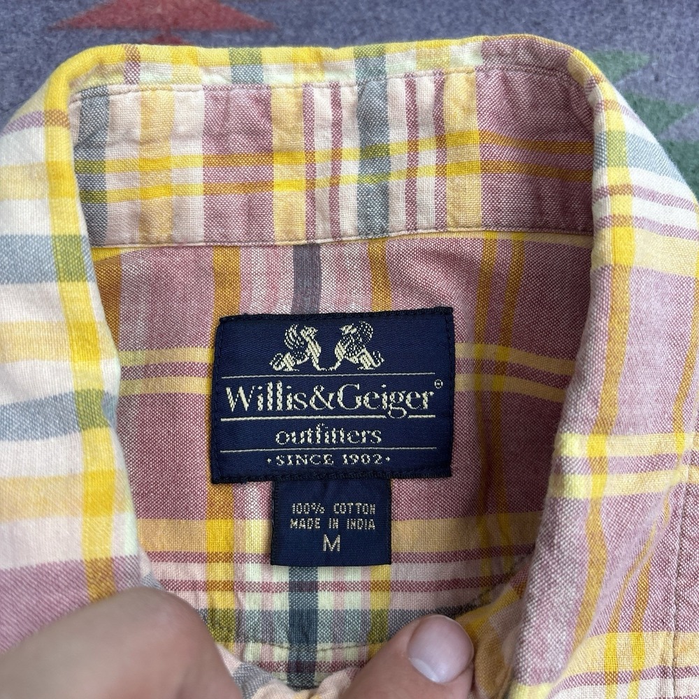 Willis & Geiger Shirt Mens Medium Pink Plaid Cotton Short Sleeve Safari Outdoors - Picture 8 of 10